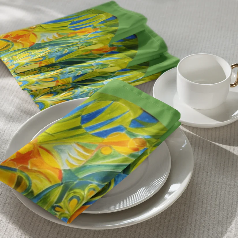 Celestial Peacock cloth napkin set
