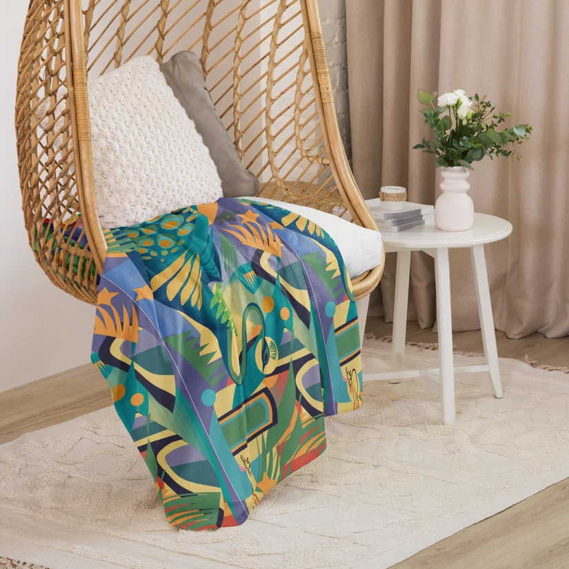 Celestial Peacock sherpa blanket