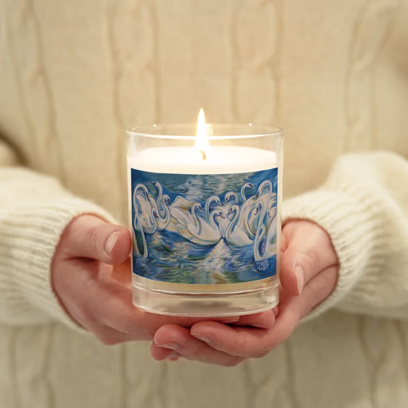 Swan Enchantment glass jar soy wax candle