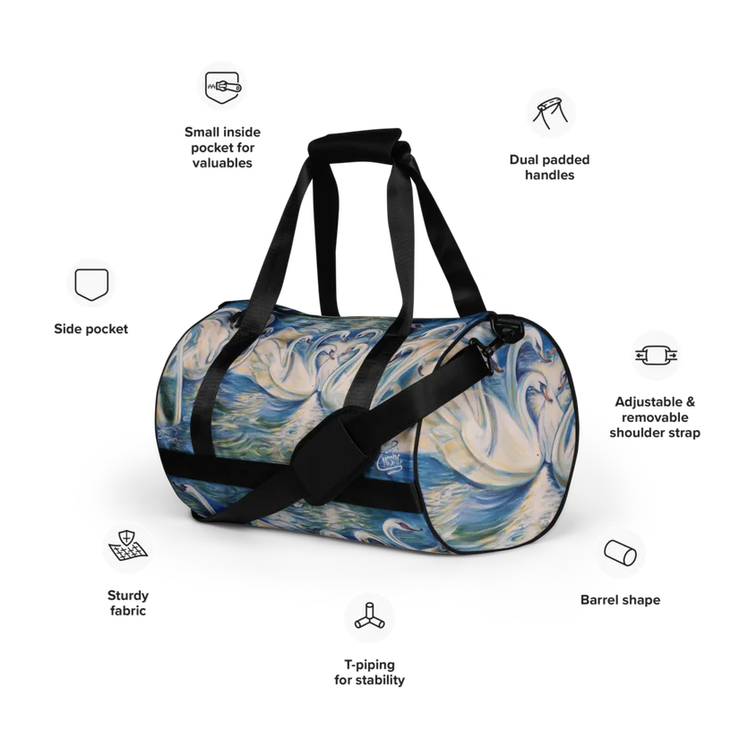 Swan Enchantment all-over print gym bag