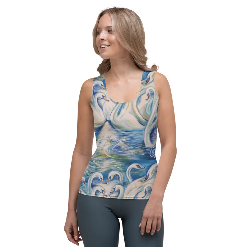 Swan Enchantment sublimation cut and sew tank top