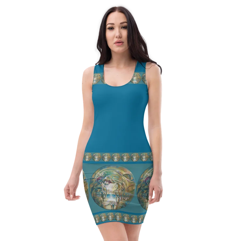 Verdant bliss: The divine amidst the green horizon bodycon dress
